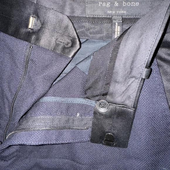 Rag & Bone Navy & Black Wool Dress Pants w/ Satin waist/tuxedo style Sz 0 - Picture 3 of 4